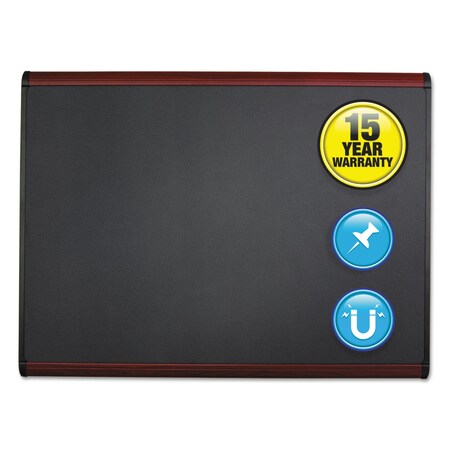 Quartet Prestige Plus Magnetic Fabric Bulletin Board, 48 x 36, Mahogany Frame MB544M